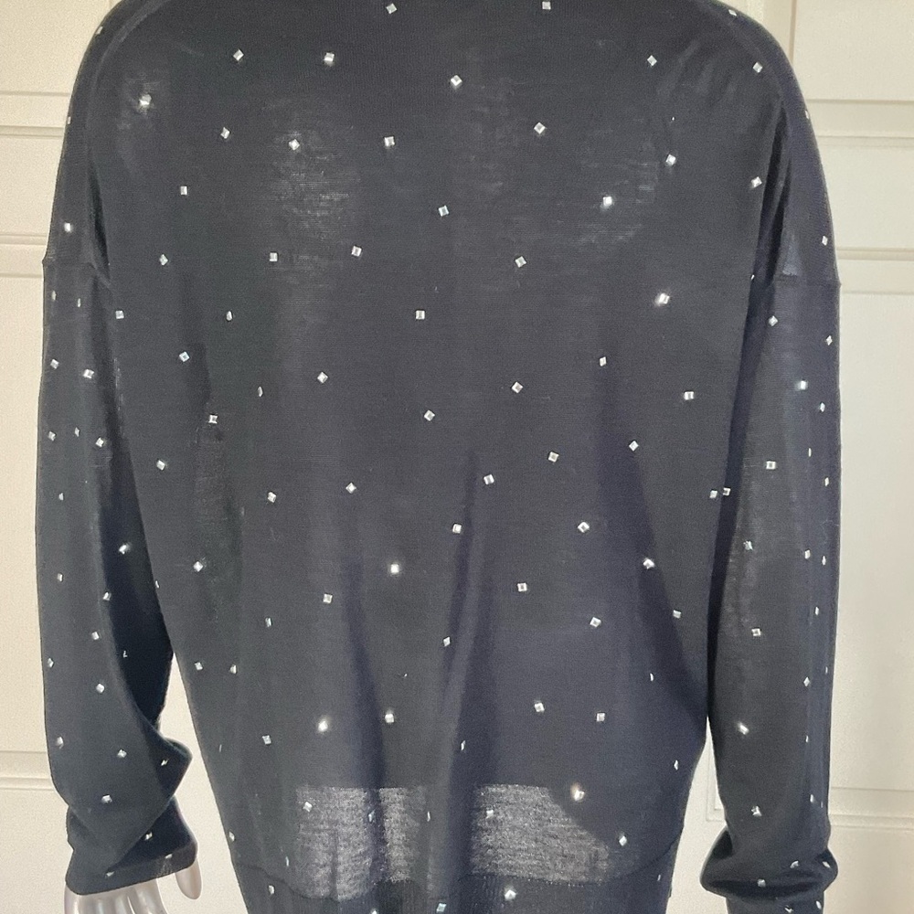 Zara Black Sweater Rhinestones Long Sleeves Pullover Blended Knit Size Medium - Picture 4 of 10
